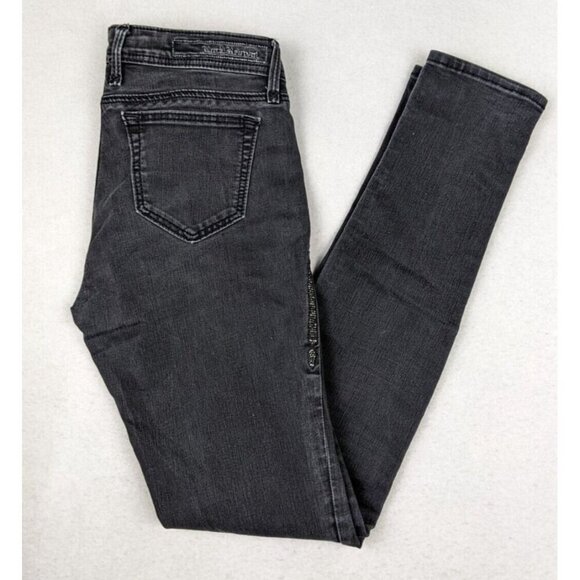 ROCK REVIVAL KATHRYN LEGGING - WOMENS GRAY DISTRESSED RHINETONE SKINNY JEANS 27 - Picture 1 of 12